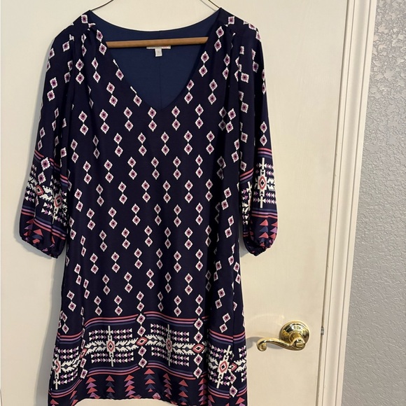 Navy Geometric Print Women's Dress - Picture 1 of 3